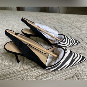 NEW Ann Taylor Zebra Alexia Slingback Kitten Heel Pump, size 7